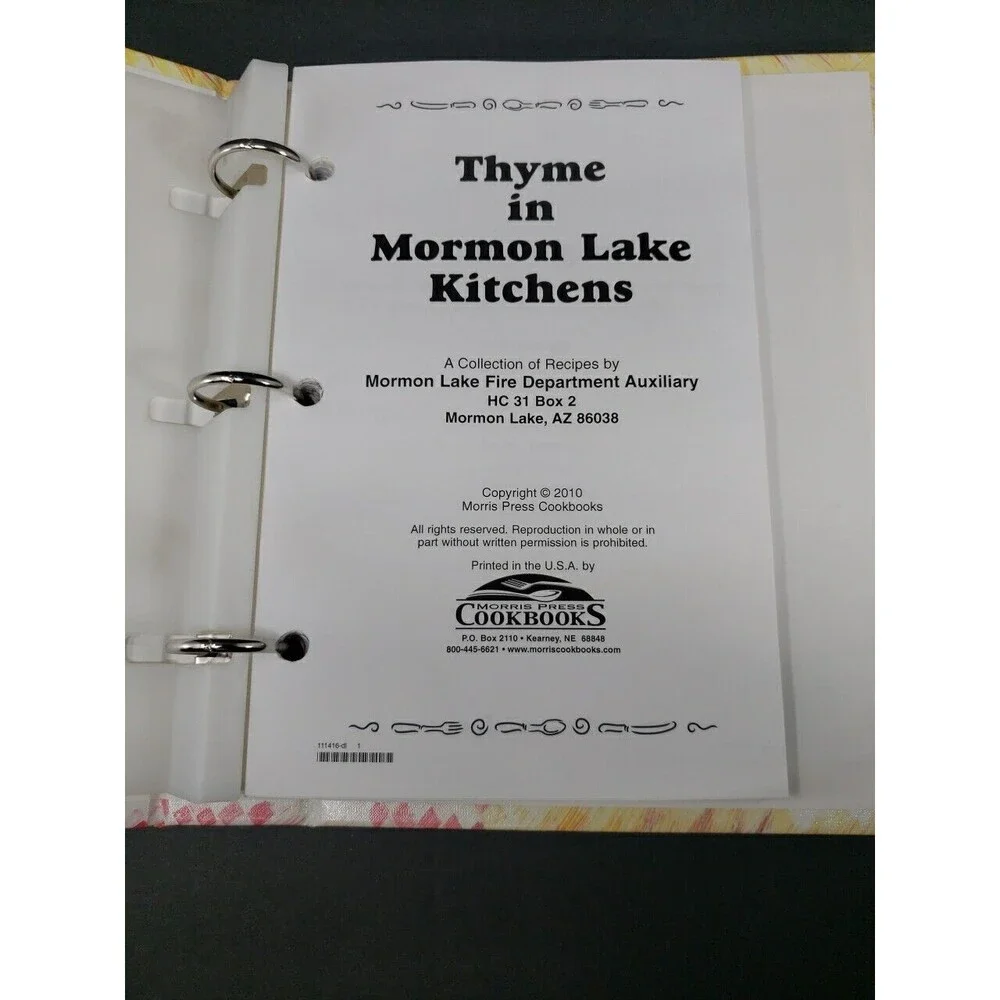 Thyme in Morman Lake Arizona Kitchens Cookbook Fire Department Auxiliary 2010